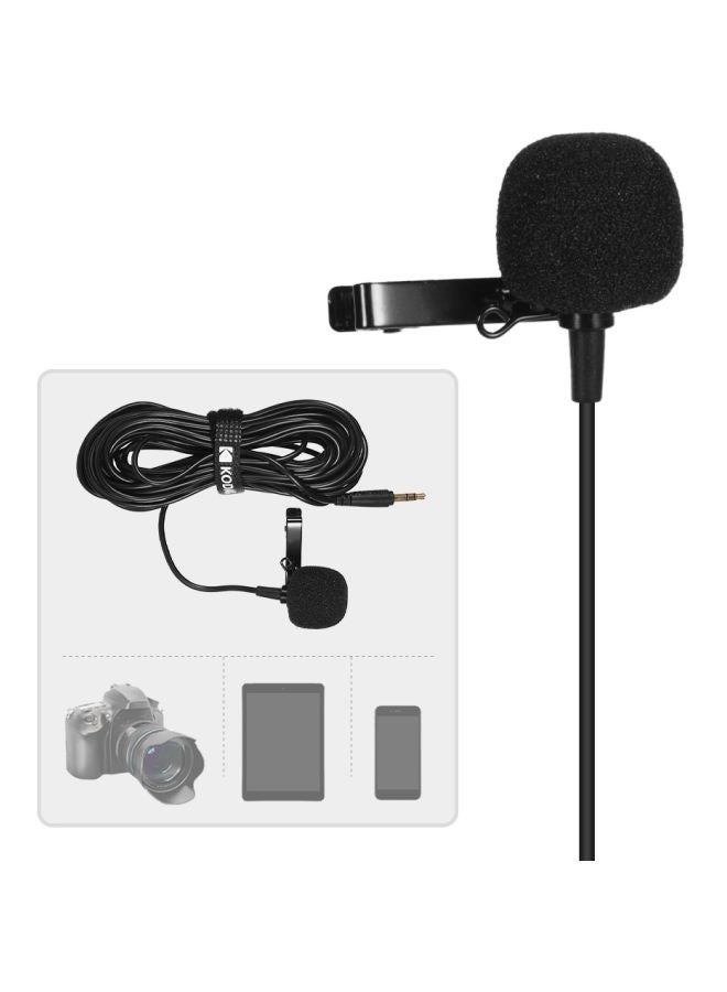 Single Head Lavalier Microphone With Lapel Clip-on Omni-directional Condenser D7408-1 Black