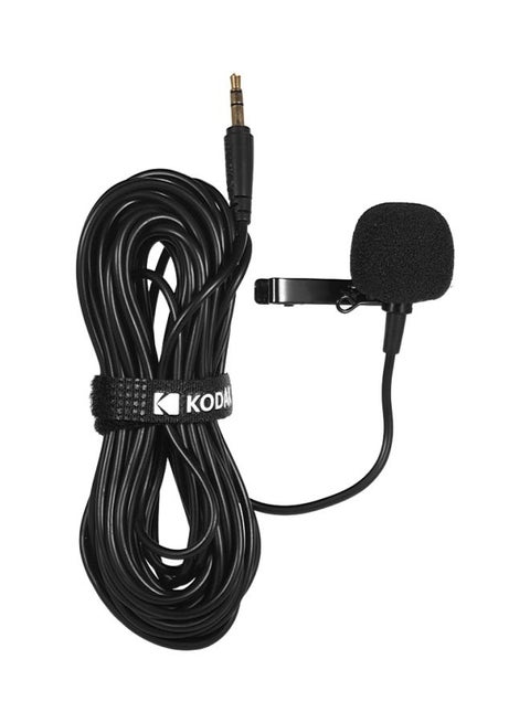 Single Head Lavalier Microphone With Lapel Clip-on Omni-directional Condenser D7408-1 Black