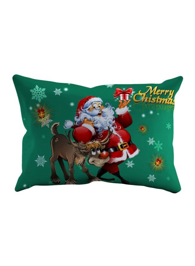 4-Piece Christmas Santa Printed Duvet Cover Set Green/Red/White - Image 4