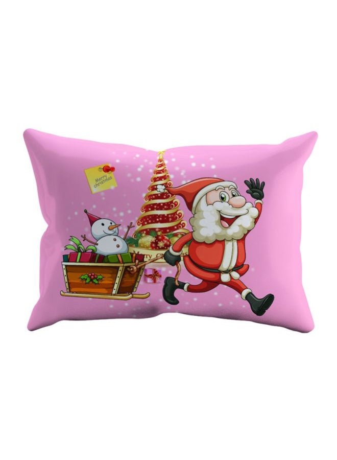 4-Piece Christmas Santa Printed Duvet Cover Set Pink/Red/Brown Twin - Image 2