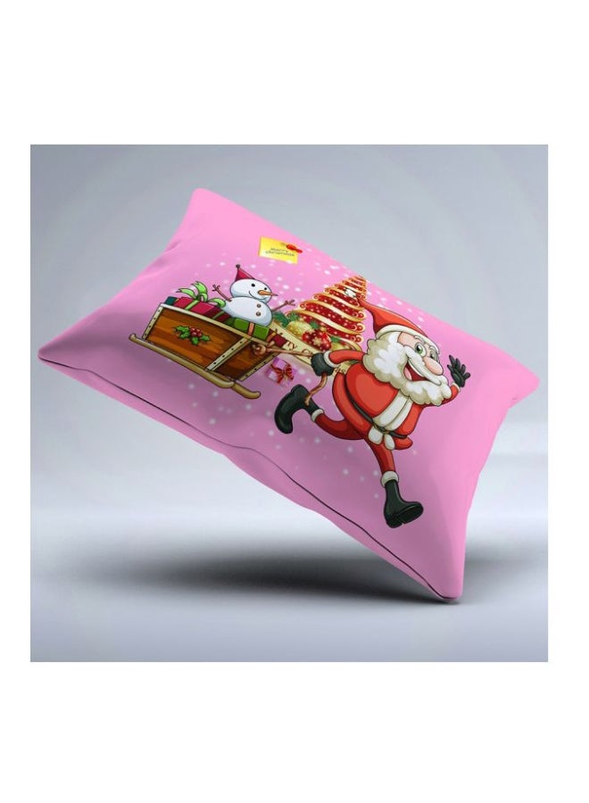 4-Piece Christmas Santa Printed Duvet Cover Set Pink/Red/Brown Twin - Image 3