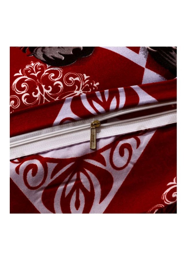 4-Piece Santa Printed Duvet Cover Set Polyester Red/White/Gold Twin - Image 5