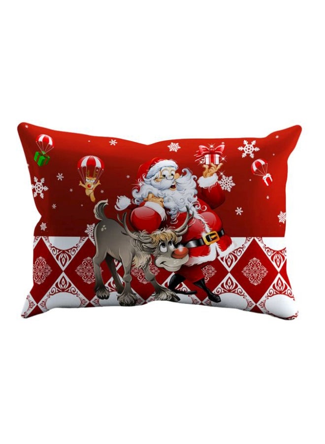 4-Piece Santa Printed Duvet Cover Set Polyester Red/White/Gold Twin - Image 3