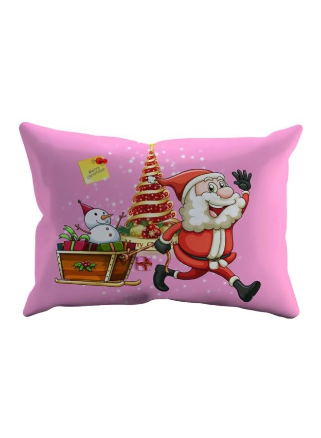 4-Piece Christmas Santa Printed Duvet Cover Set Polyester Pink/Red/Brown Twin - Image 2