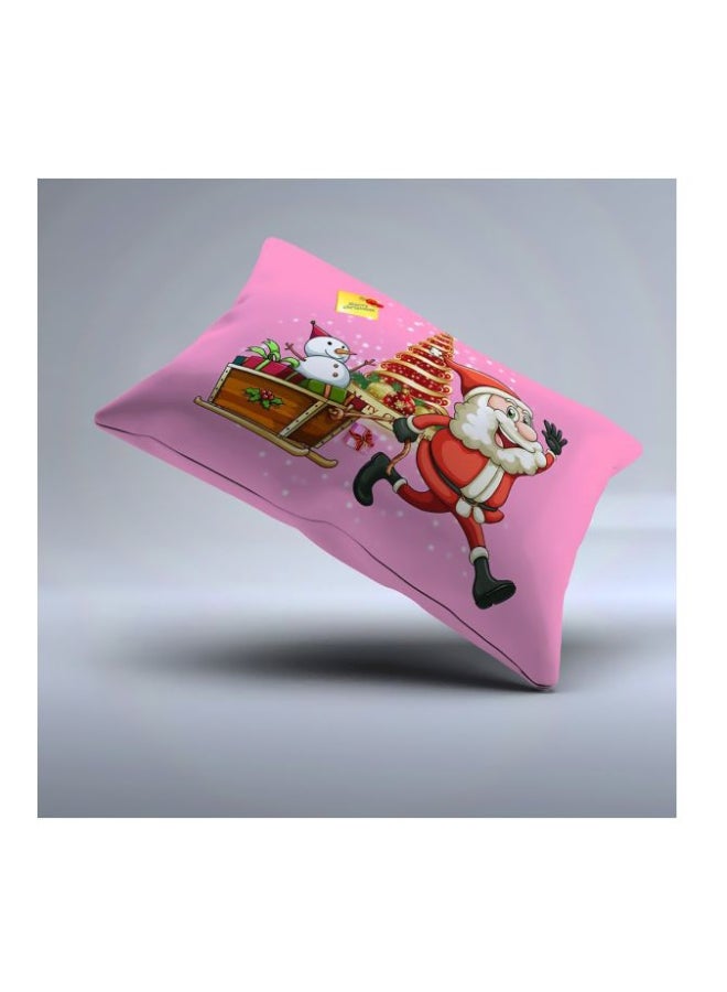 4-Piece Christmas Santa Printed Duvet Cover Set Polyester Pink/Red/Brown Twin - Image 3
