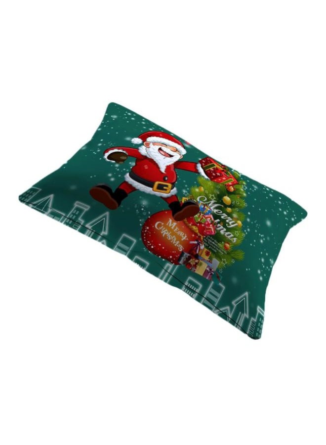 4-Piece Christmas Santa Printed Duvet Cover Set Polyester Green/White/Red Twin - Image 2
