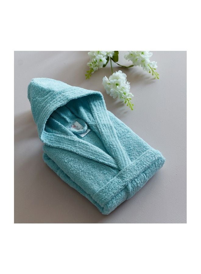 هوم بوكس روب حمام قطن بقبعّة للأطفال إيسينشال - ميديام أزرق سماوي M - Image 4