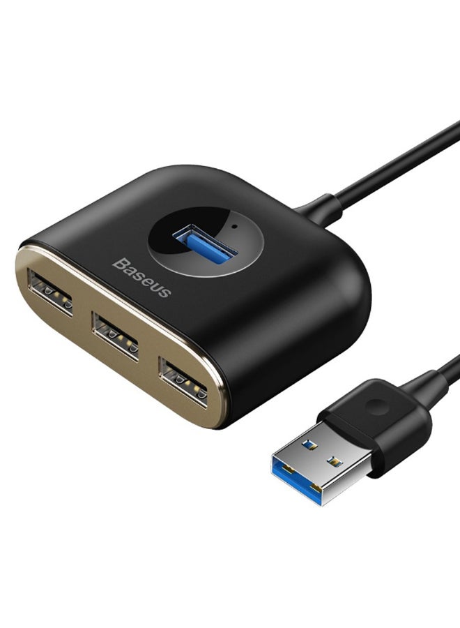 Baseus - USB 3.0 Hub 4 Port USB Portable Super Speed Compatible for MacBook Air, Mac Mini, iMac Pro, Microsoft Surface, Ultrabook with 1meter Extension Cable USB Hub Black - Image 1