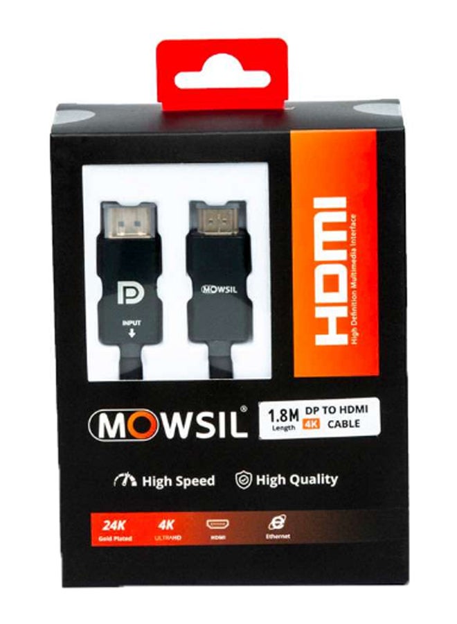 MOWSIL DP To HDMI Cable Black - Image 2