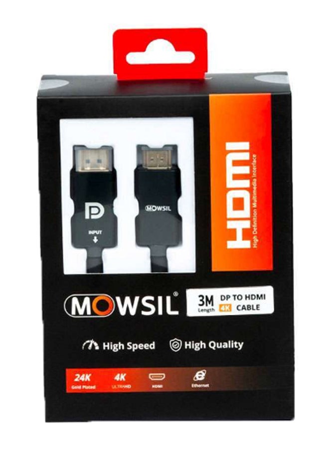 موسل كابل DP إلى HDMI أسود - Image 2