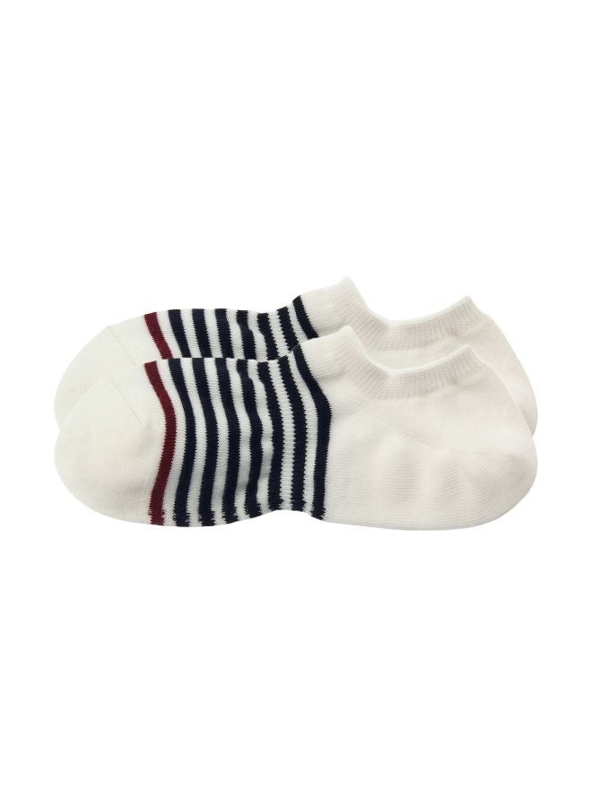 MUJI Right Angle Border Sneaker-In Socks White/Navy Blue/Red  - Image 1
