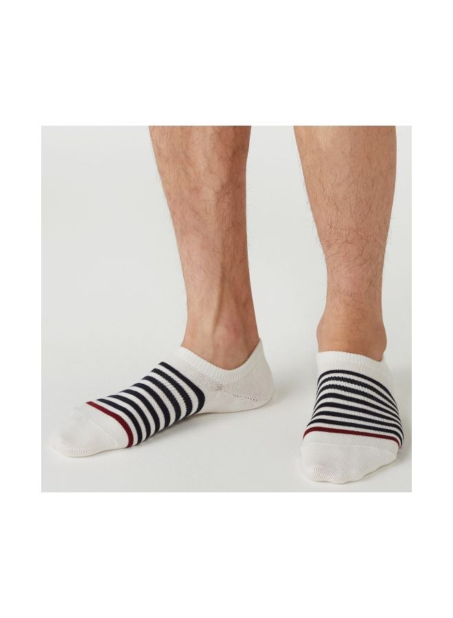 MUJI Right Angle Border Sneaker-In Socks White/Navy Blue/Red  - Image 2