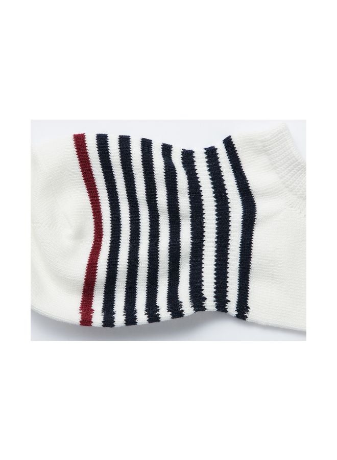 MUJI Right Angle Border Sneaker-In Socks White/Navy Blue/Red  - Image 3