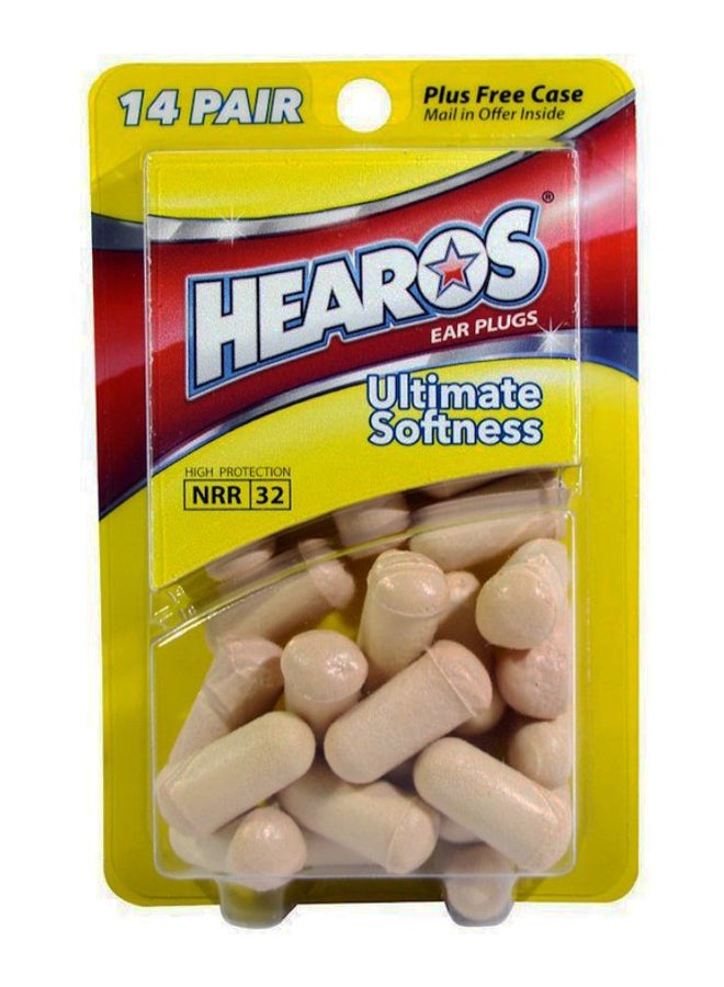 Hearos Pair Of 14 Ultimate Soft Earplugs With Free Case Beige - Image 1