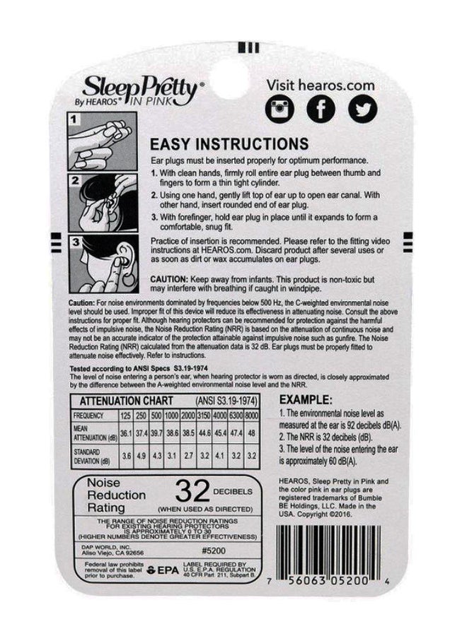 Hearos Pair Of 14 Sleep Pretty Earplugs Pink - Image 2