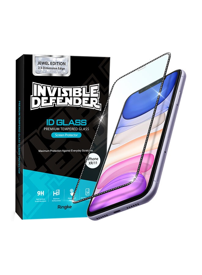 Ringke Tempered Glass Invisible Defender For Apple iPhone XR or for Apple iPhone 11 Screen Protector Jewel Edition Clear/Black - Image 1
