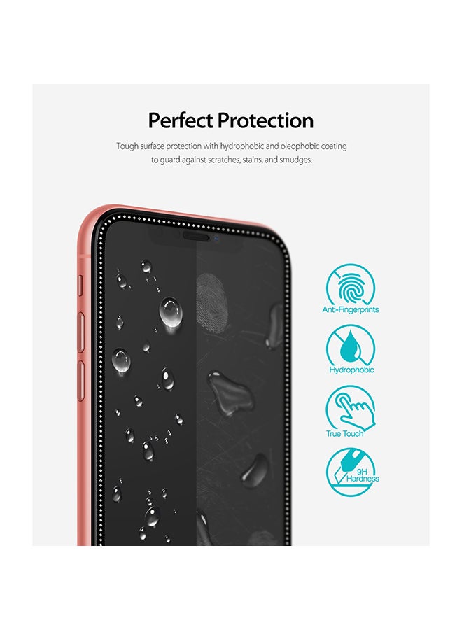 Ringke Tempered Glass Invisible Defender For Apple iPhone XR or for Apple iPhone 11 Screen Protector Jewel Edition Clear/Black - Image 4