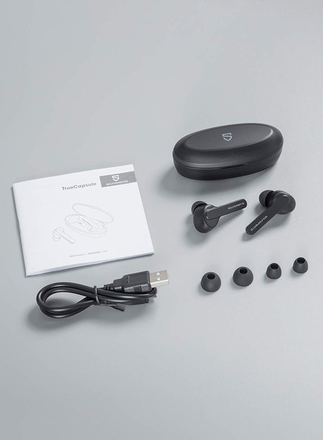 SoundPEATS - TrueCapsule Wireless In-Ear Headphones With Charging Case Black - Image 1
