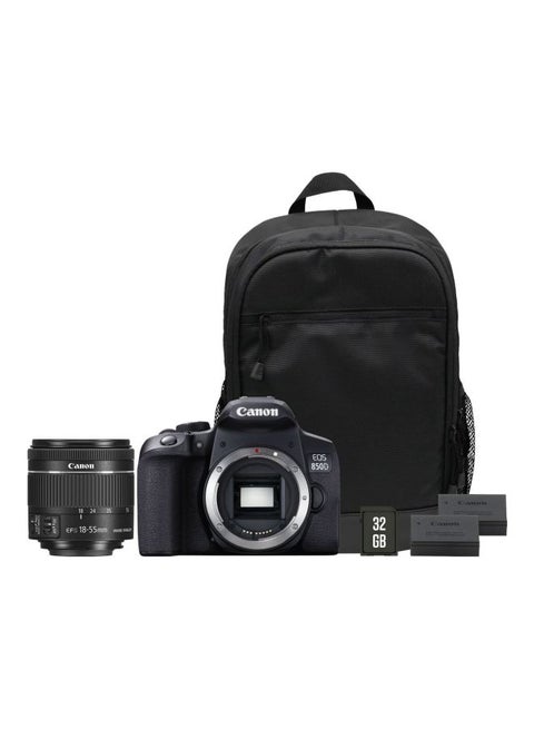 كاميرا بعدسة رقمية أحادية عاكسة EOS 850D بدقة 24.1 ميجابكسل مع الملحقات