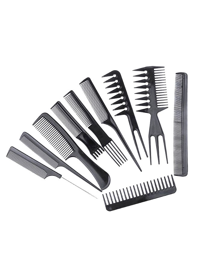 طقم أمشاط شعر لصالونات التصفيف الاحترافية 10 قطع أسود - Image 1