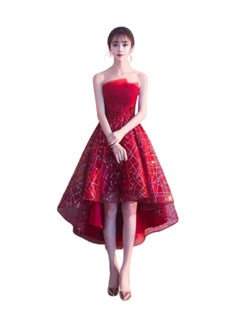 UTEX Elegant Sequin Irregular Party Dress Red  - Image 1
