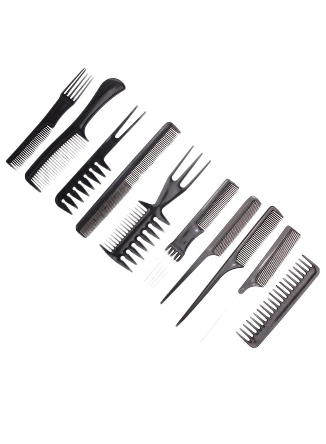 طقم من 10 قطع من مشط الشعر الاحترافي لتصفيف الشعر أسود