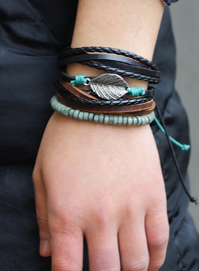 Beauenty Weave Punk Vintage Cuff Beads Evil Eye Charm Bracelet  - Image 2
