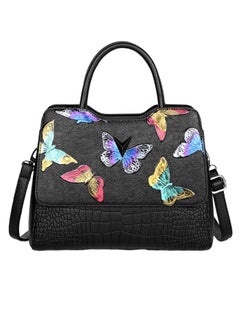 Print Patchwork Shoulder Bag Black