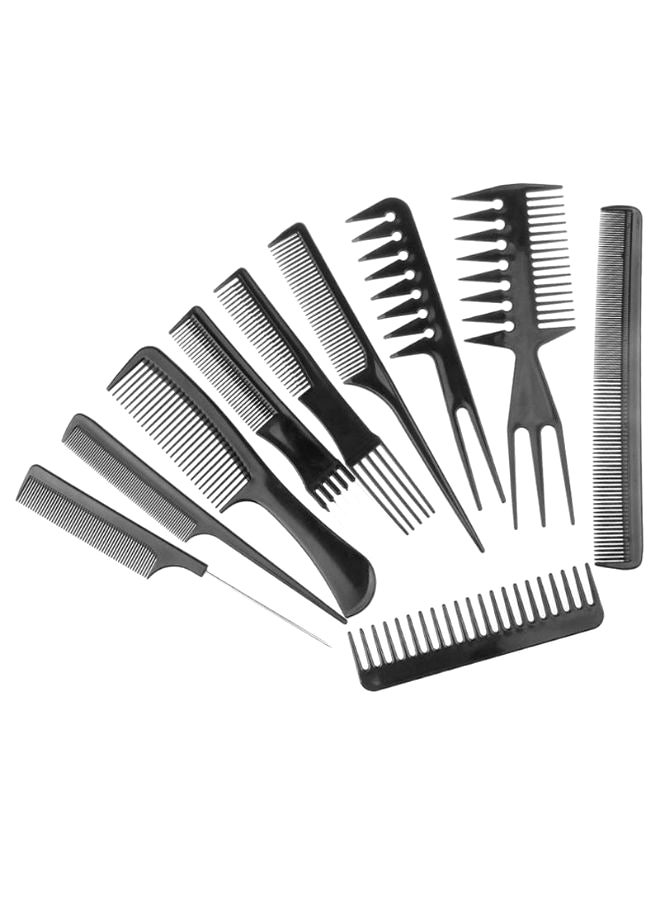 طقم أمشاط تصفيف الشعر لصالونات التجميل مكون من 10 قطع أسود
