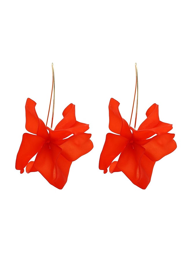 Long Flower Design Elegant Hoops Earrings