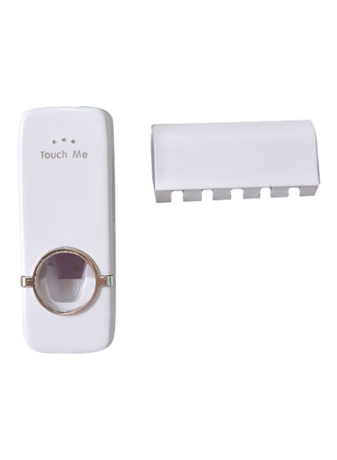 2-Piece Automatic Toothpaste Dispenser With Toothbrush Holder White/Black