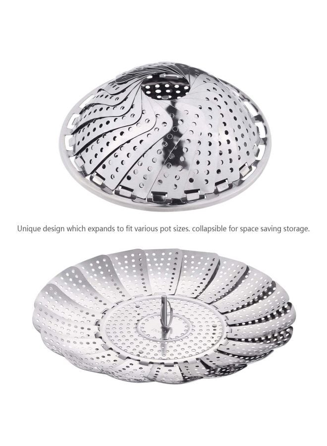 Stainless Steel Collapsible Steamer Basket Silver 2.7x5.8x5.8inch - Image 2