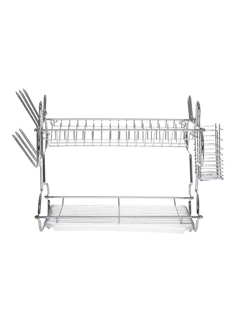 Two Layer Dish Drainer Rack Silver 440x115x310mm