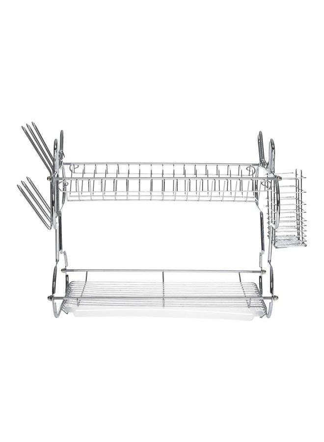 Two Layer Dish Drainer Rack Silver 440x115x310mm