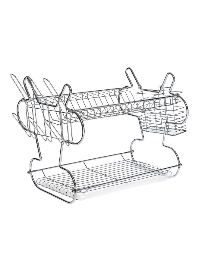 Two Layer Dish Drainer Rack Silver 440x115x310mm