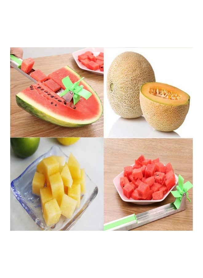 قطاعة بطيخ على شكل طاحونة أخضر/فضي - Image 5