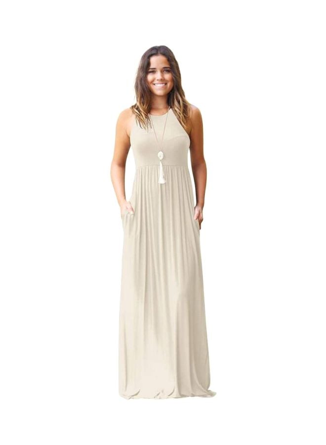 Sleeveless Maxi Dress Off White - Image 1