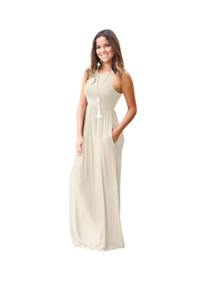 Sleeveless Maxi Dress Off White - Image 3