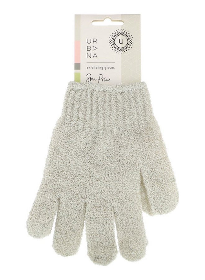 European Soaps Pair Of Urbana Spa Prive Exfoliating Gloves White  - Image 1