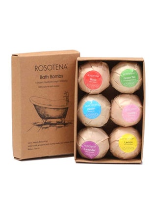 6-Piece Sea Salts Bath Bomb Set Yellow/Blue/Pink