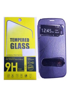 Mobile Case With Glass Screen Protector Samsung Galaxy CORE Blue