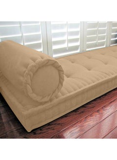 REGAL IN HOUSE Velvet Quilted Floor Cushion combination Beige 72x24x4cm  - Image 2