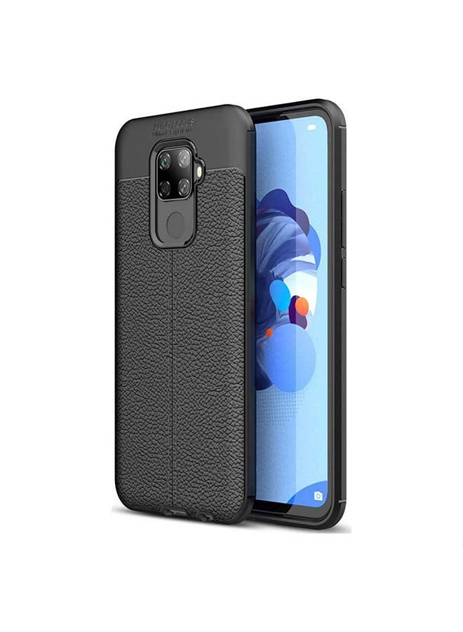Ozone Litchi Grain Leather Texture Slim Ultra-Thin Lightweight Shock-Absorption Bumper Cover For Huawei Mate 30 Lite/Nova 5i Pro Black