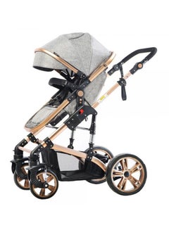 TEKNUM 3 In1 Pram Stroller, Sleeping Bassinet And Extra Wide Seat With Wide Canopy For Baby Grey  - Image 4