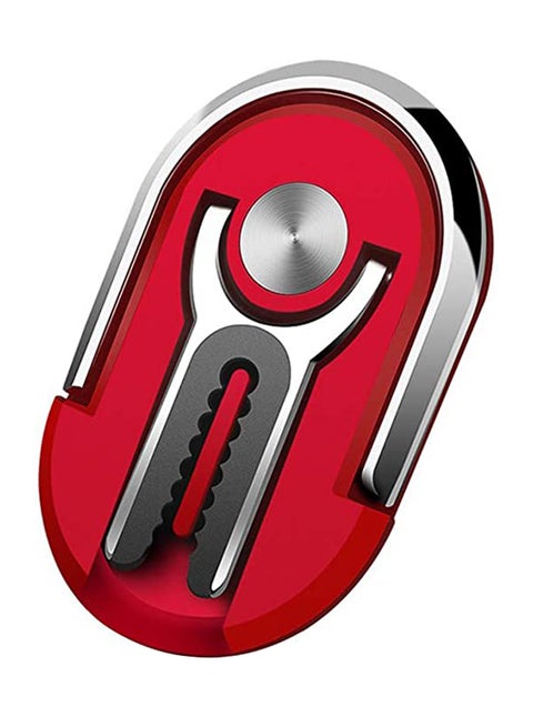 Multipurpose 360 Degree Car Air Vent Grip Mount Stand Rotation Magnetic Finger Ring Phone Holder Bracket Red & Silver