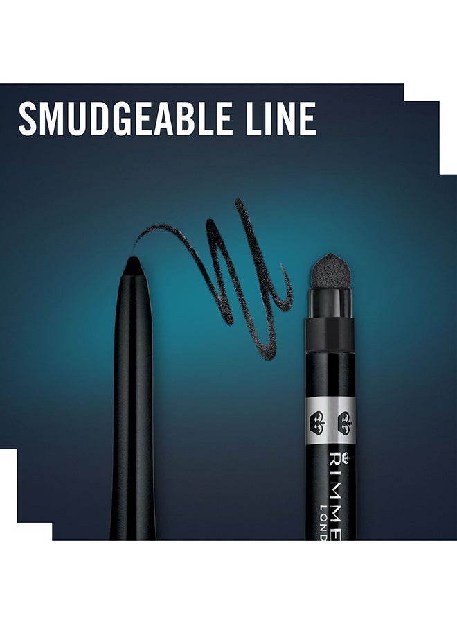 RIMMEL LONDON - Exaggerate Waterproof Eye Pencil With Built-In Smudger 0.28 g 261 Noir - Image 1