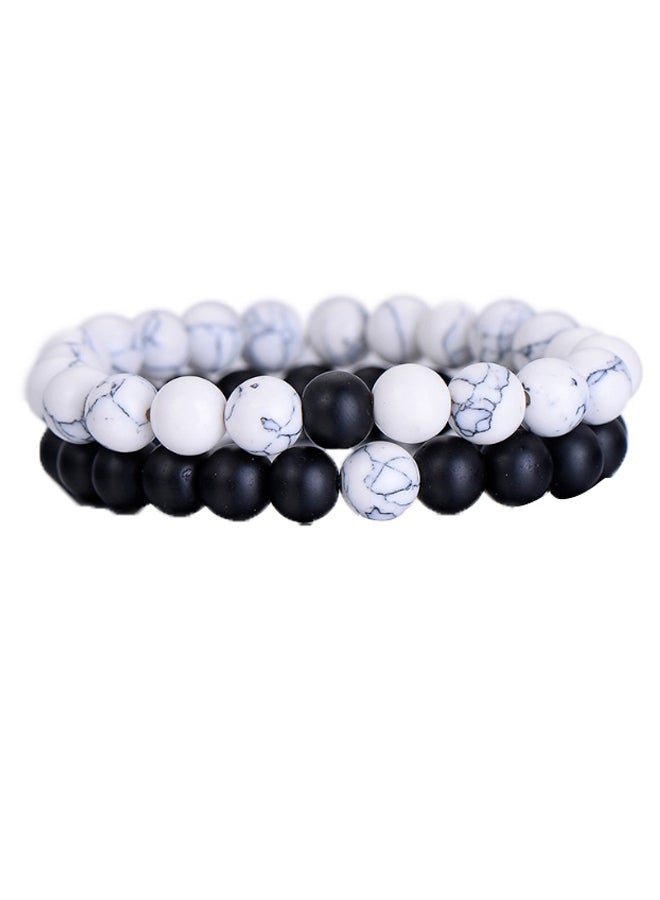 Beauenty 2-Piece Couples Distance Yin Yang Beaded Bracelet Set  - Image 1