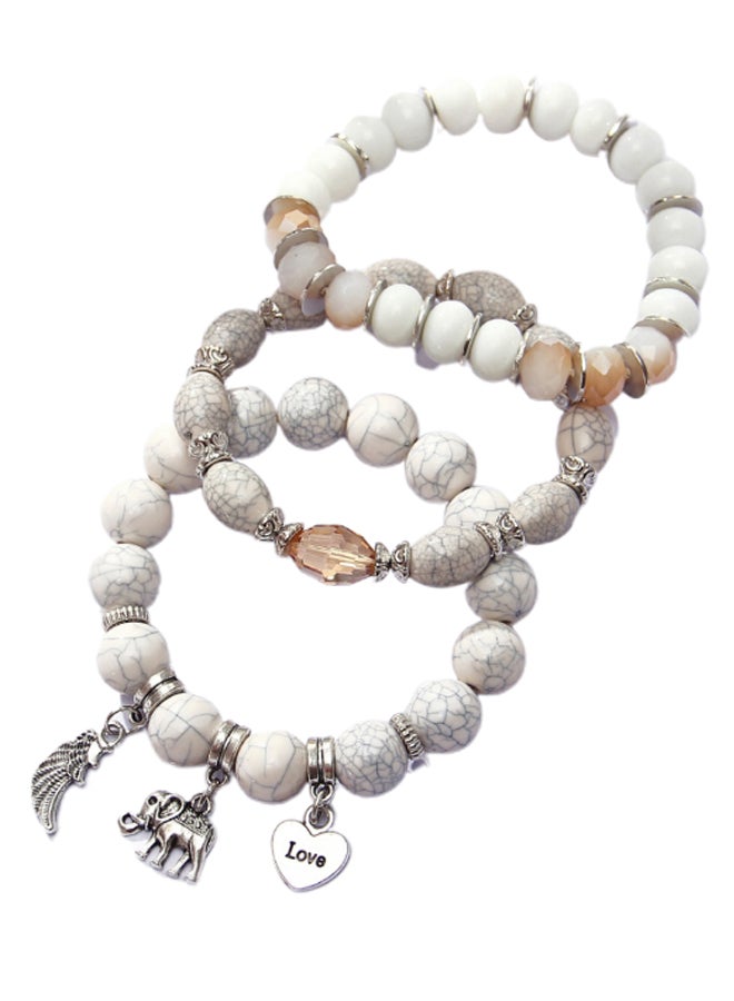 Beauenty 3-Piece Boho Stone Beaded Gem Long Wrap Charm Bracelet Set  - Image 2