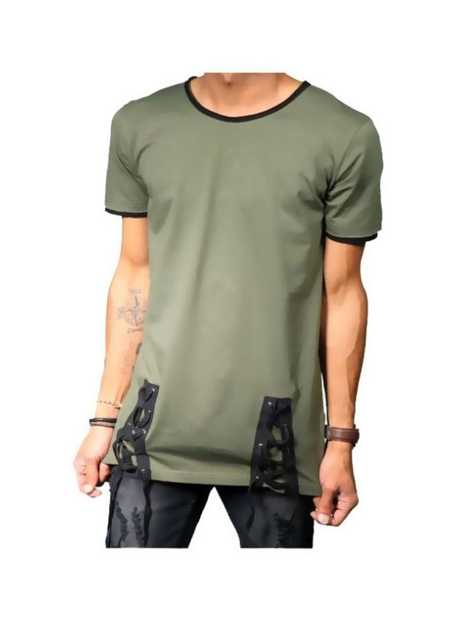 Round Neck T-Shirt Green/Black - Image 1