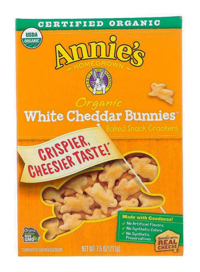 Annies Homegrown Organic White Cheddar Bunnies Baked Snack Crackers 213grams - Image 1